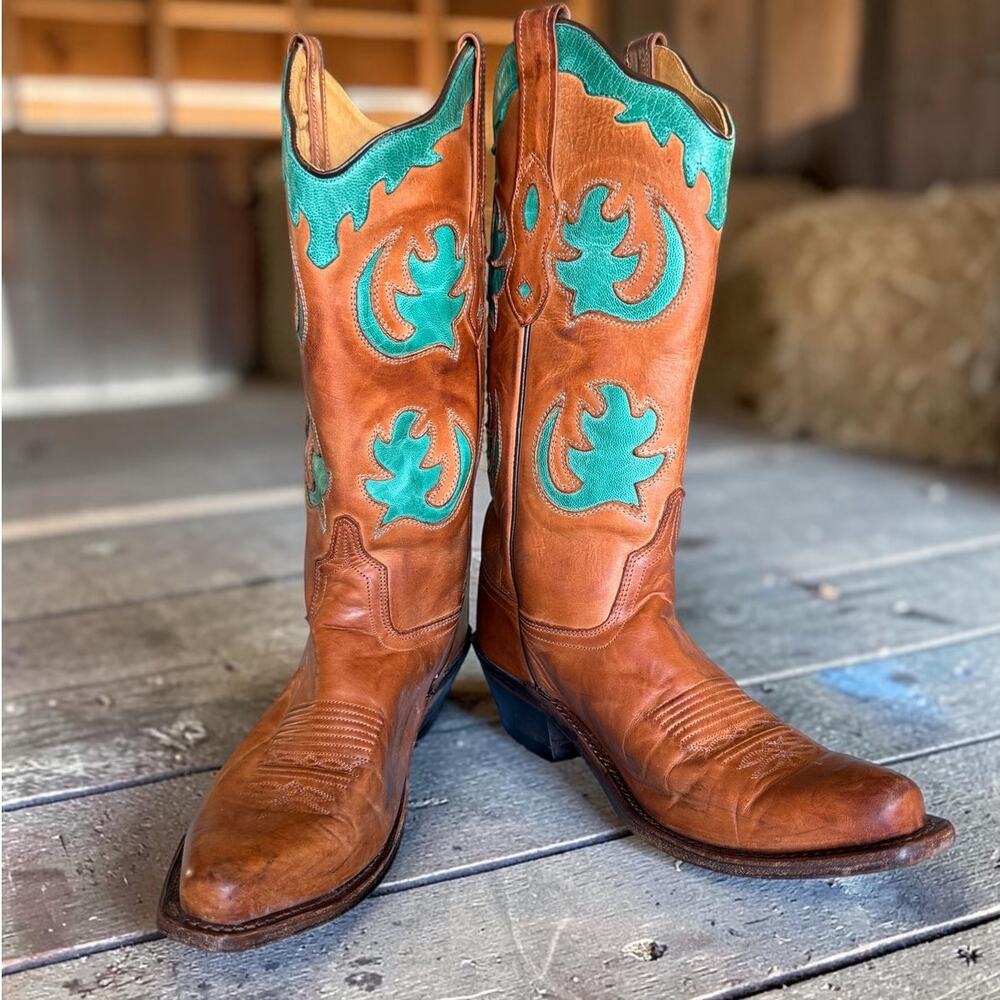 Old West Women's Leather Cowgirl Boots (Style LF1523) Sz. 7.5 STUNNING!